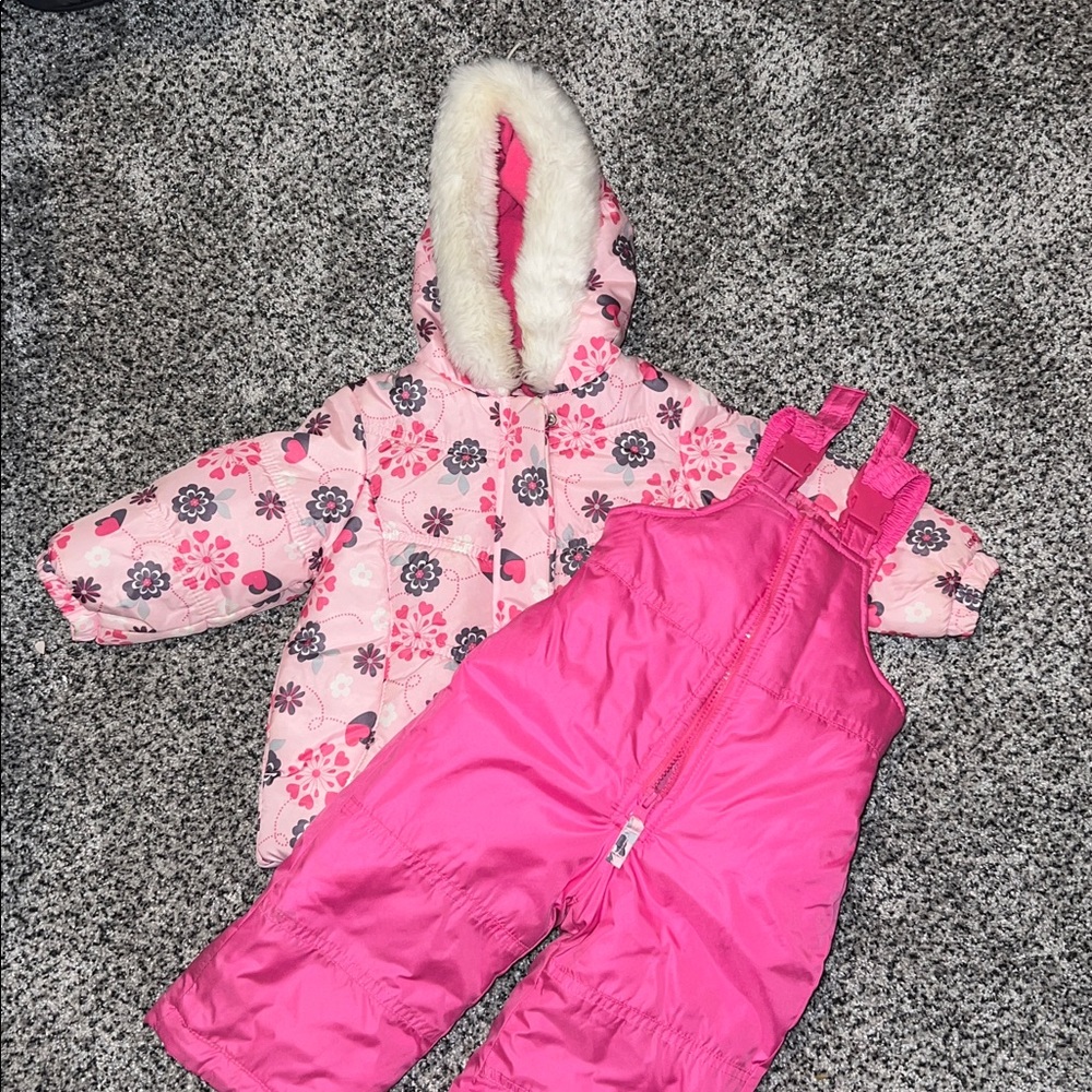 London Fog Bright Pink Snowsuit Two pieces 12M